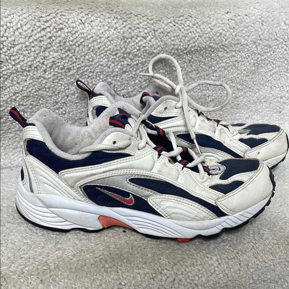 Nike White and Blue Athletic Shoes with Chunky Design